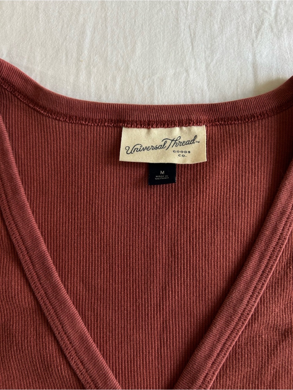 Universal Thread Ribbed V-Neck Button Down Tee - Picture 2 of 2